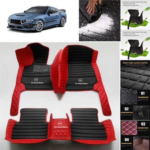 For Ford Mustang Car Floor Mats Luxury Custom Waterproof Carpets Cargo Liners - Picture 13 of 35