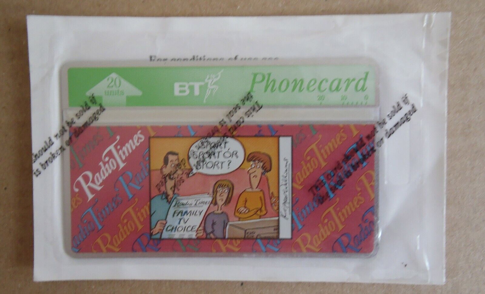 BT Phonecard Radio Times Sport Cartoon 20 Units - Mint Condition
