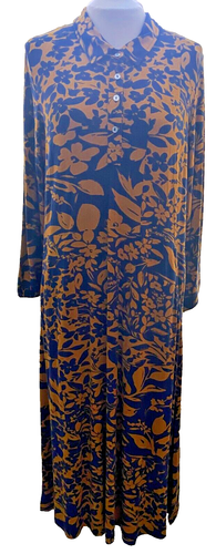 Adini ecovero viscose/elastane dress 3/4 sleeve collared neck button neck Size M - Picture 2 of 2