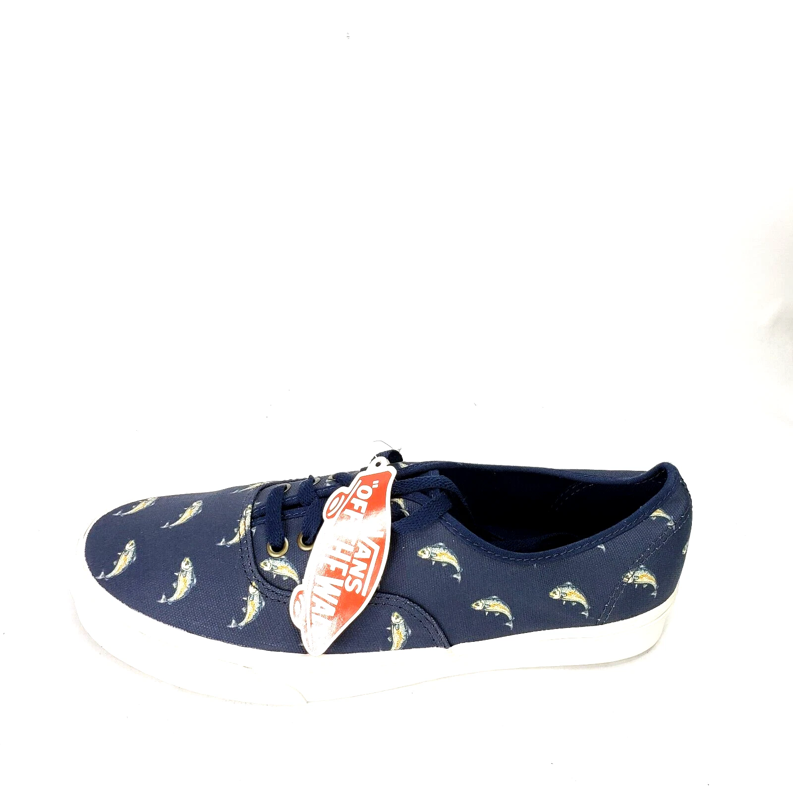 Vans Off The Wall Mens Sneakers NWT Size 10.5 Navy Trout Fish Print