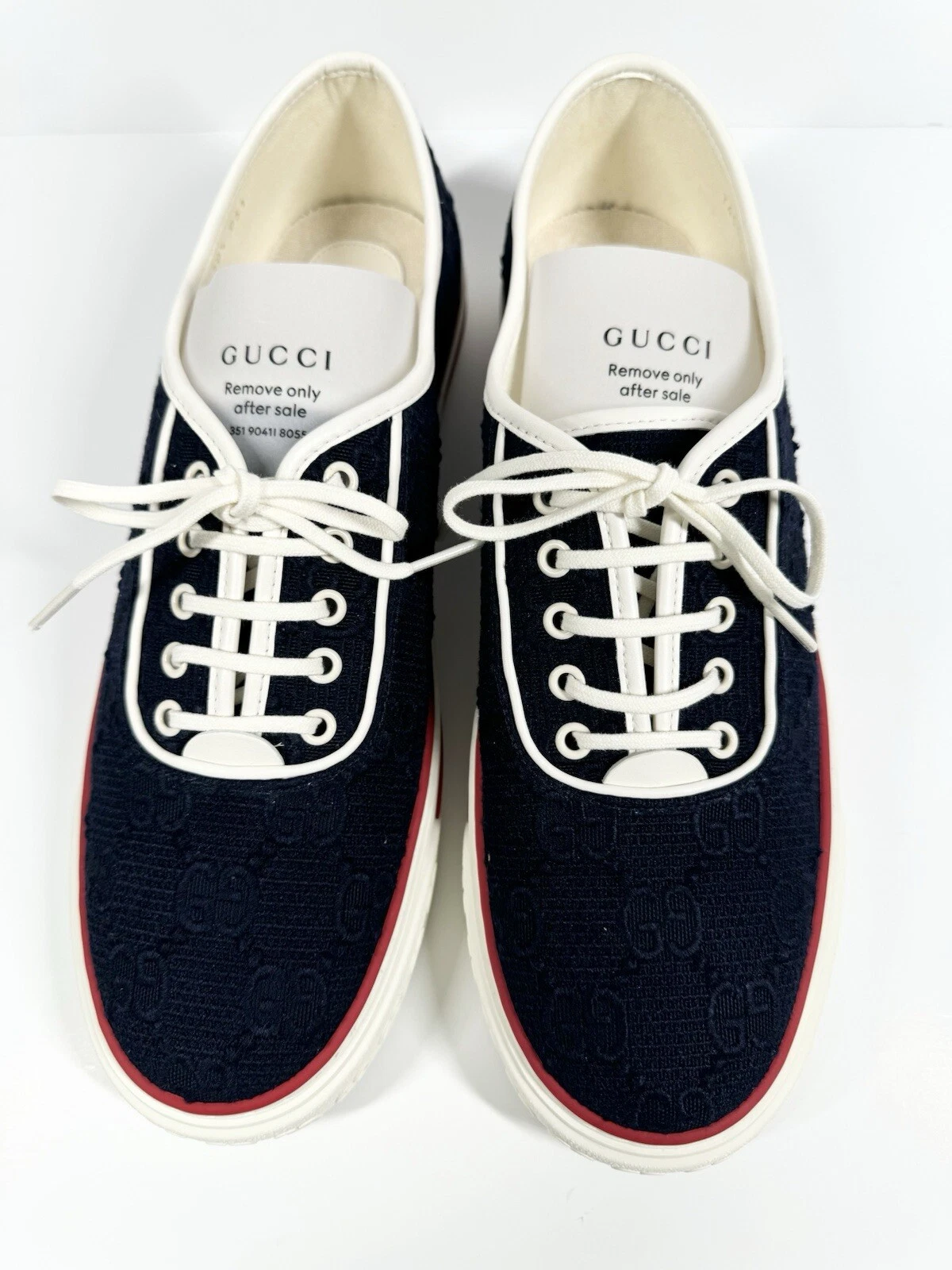 BASKETS GUCCI SEPANG BRODERIE GG MONOGRAMME DOUX BLEU BLANC CASSÉ HOMME 10,5 US 11