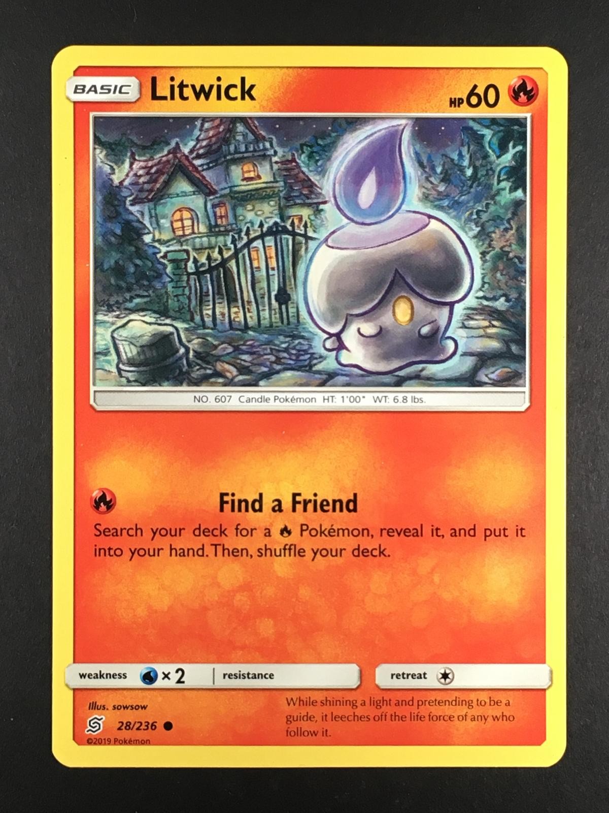 Pokemon TCG Litwick 28/236 Unified Minds Regular Common NM/M