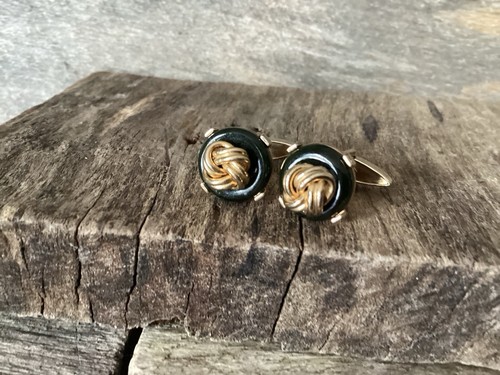 Vintage SWANK Karat Mark Knot Black Cufflinks 1940’s - Picture 7 of 8
