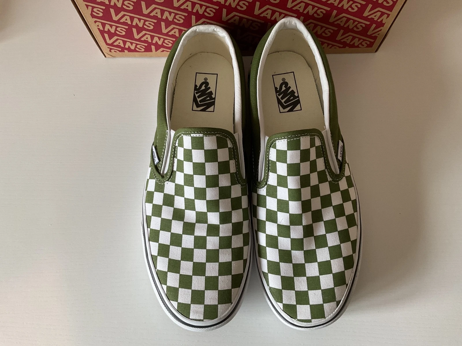 Men’s Vans Classic Slip-On Green and White Checkerboard UK 10.5