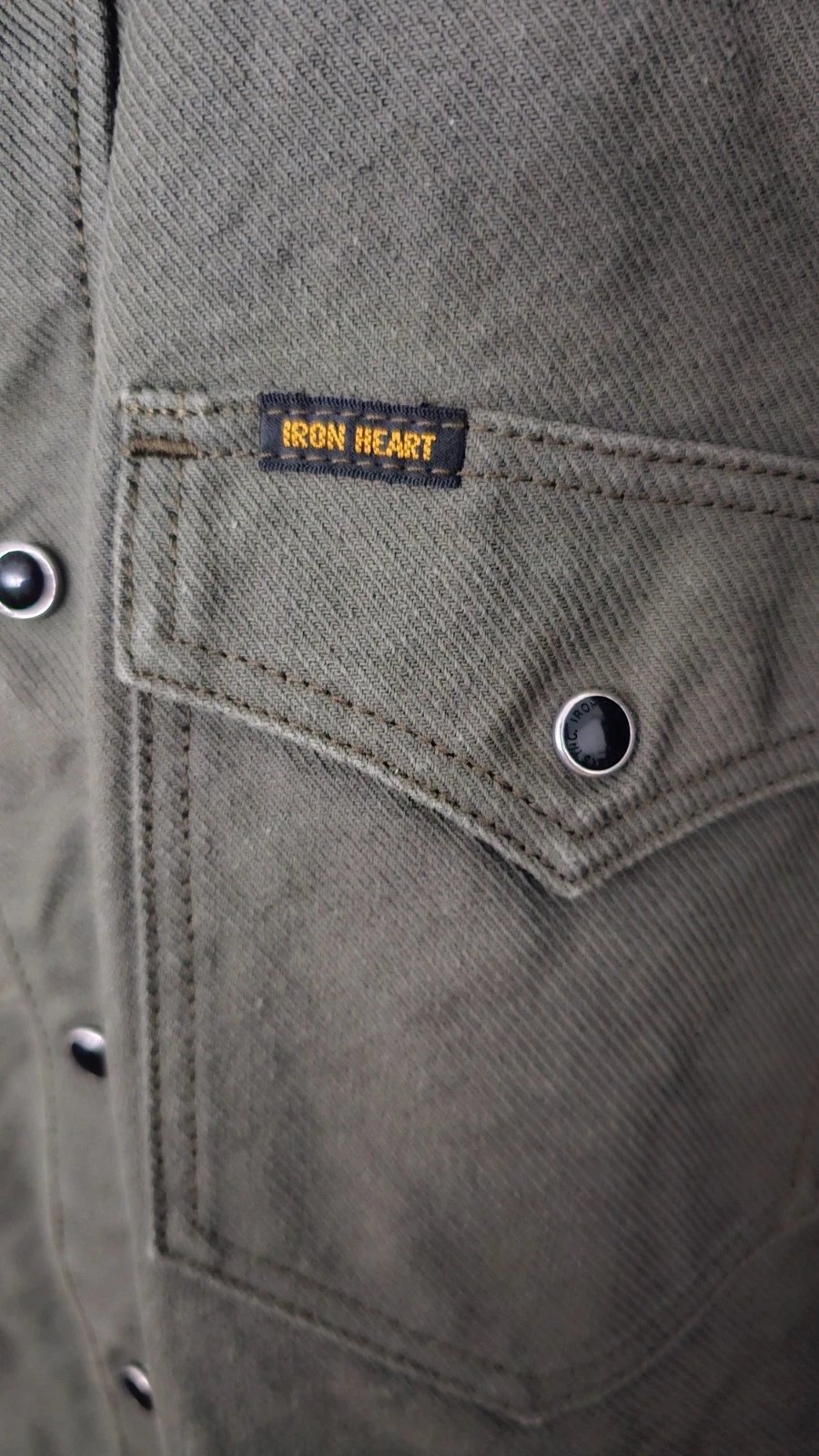 Iron Heart 13 oz Military Serge Snap Shirt size large - product detail image 5