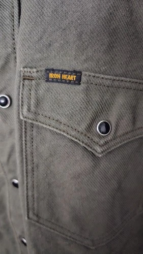 Iron Heart 13 oz Military Serge Snap Shirt size large image 5