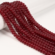 Ruby Red Color Dyed Jade Smooth Rondelle Beads Size 5x8mm 15.5'' Strand