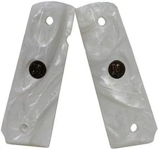 Pachmayr Custom Series Brilliant White Pearl Grips Smooth For 1911 -62001