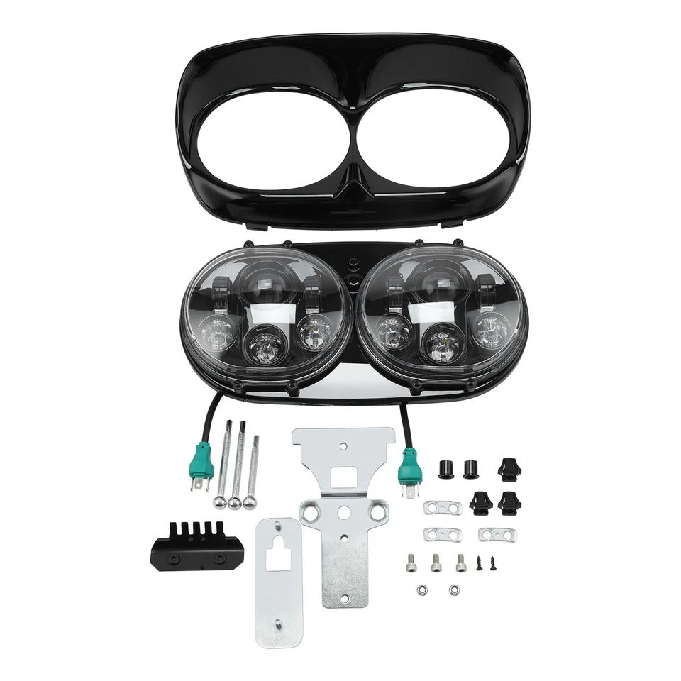 Faro delantero doble LED 5 3/4" apto para Harley Road Glide 1998-2013 Foto 3 de 4