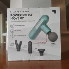 Sharper Image Powerboost Move 02 Portable Massager - Green - NEW - OPEN Box