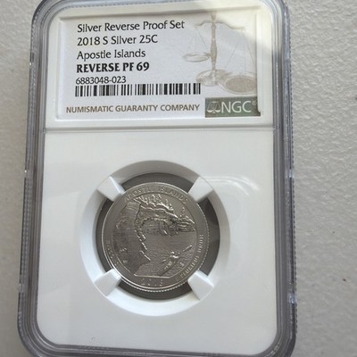 2018 S Silver Reverse Proof Quarter Apostle Island NGC PF 69 25 Cent Coin