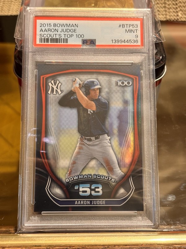 2015 Bowman Aaron Judge Scouts Top 100 PSA Graded Mint 9 #BTP53 Rookie Card RC