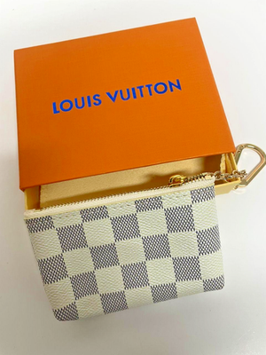 LOUIS VUITTON Key Pouch Key Cles Wallet Damier Azur Key Chain Coin