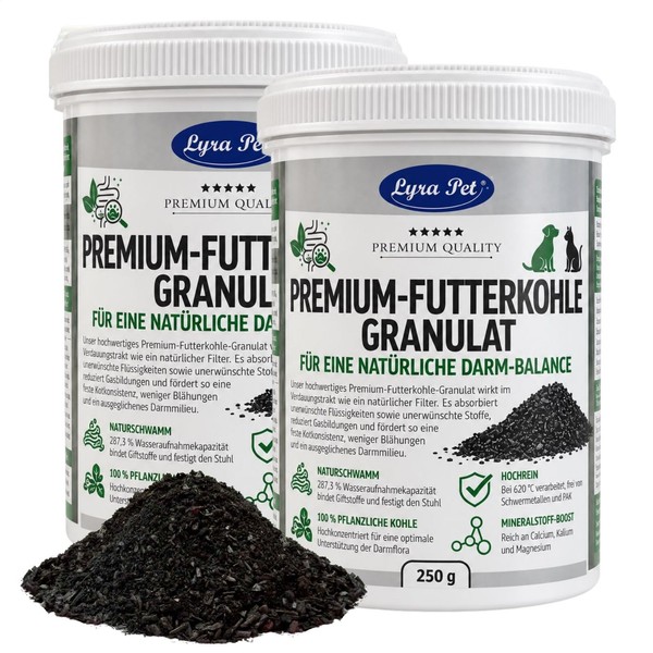500 G Premium-Futterkohle Pflanzenkohle Granulat FüR Hunde & Katzen Lyra Pet®-image