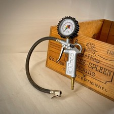 VINTAGE COMPRESSED AIR TYRE INFLATOR GUN GAUGE HOSE CHUCK 0-12 BAR 0-170 PSI