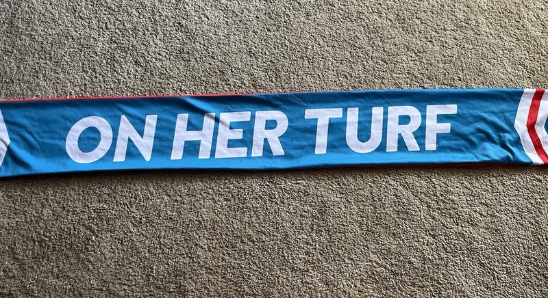 NEW ON HER TURF Womens Scarf ~ Sports Soccer Swim ~ Olympics