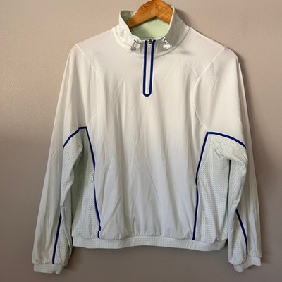 Sweaty Betty Zero Gravity Run Jacket Womens Medium White Blue 1/4 Zip Pullover