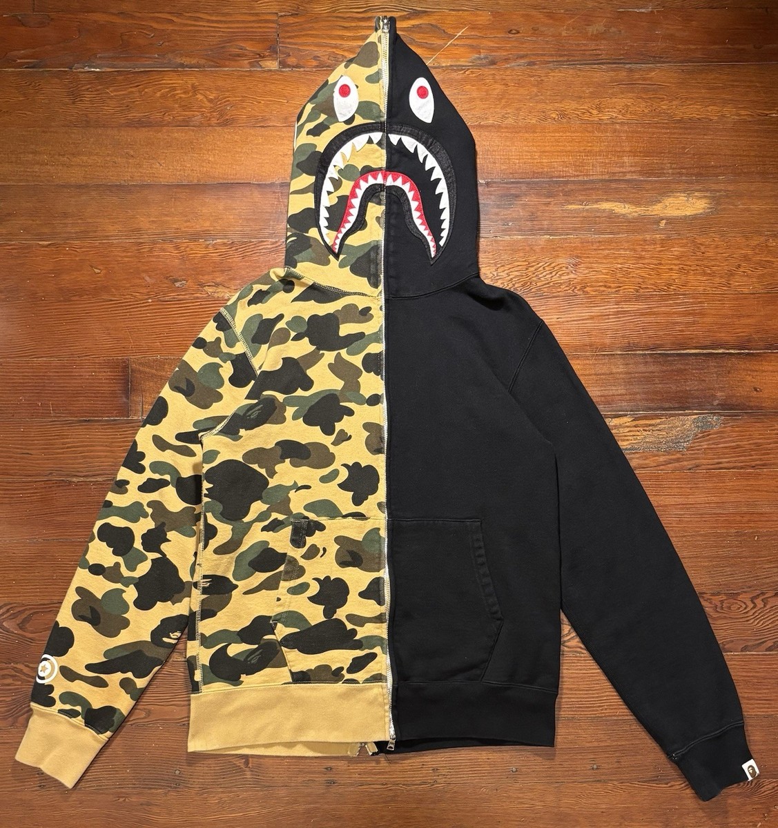 A Bathing Ape BAPE 1st Camo Half and Half Full Zip Hoodie Yellow
