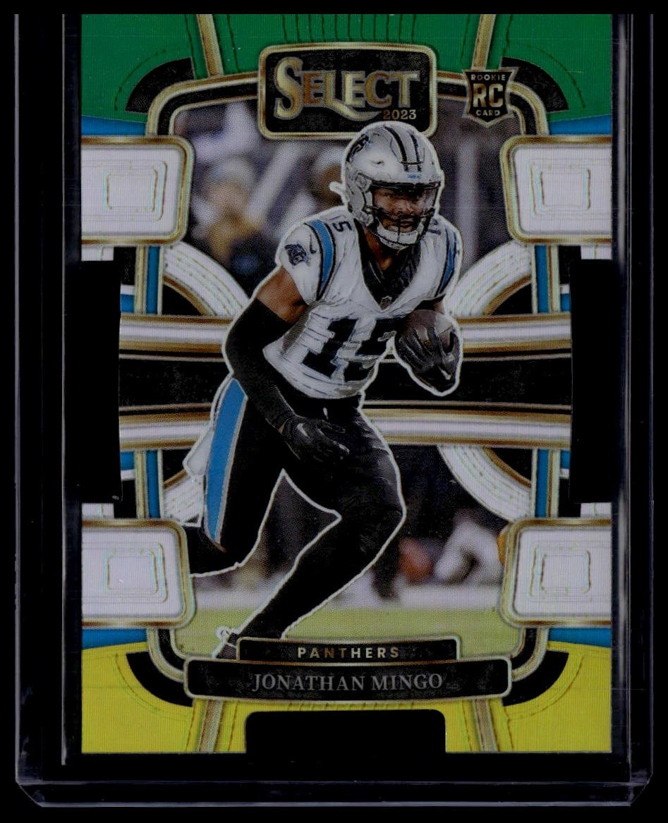 2023 Panini Select #16 Jonathan Mingo Green and Yellow Prizms Die Cuts