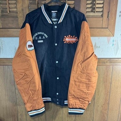 Nickelodeon 90s multi-coloured varsity bomber jacket streetwear Size XXL