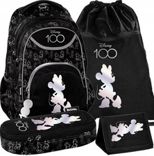4TEILE Schulrucksack Minnie Mouse mit schulranzen rucksack für Mädchen 3Fächer