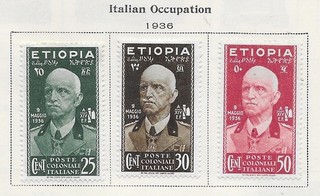 3 Ethiopia Occupation Stamps from Quality Old Antique Album 1936
