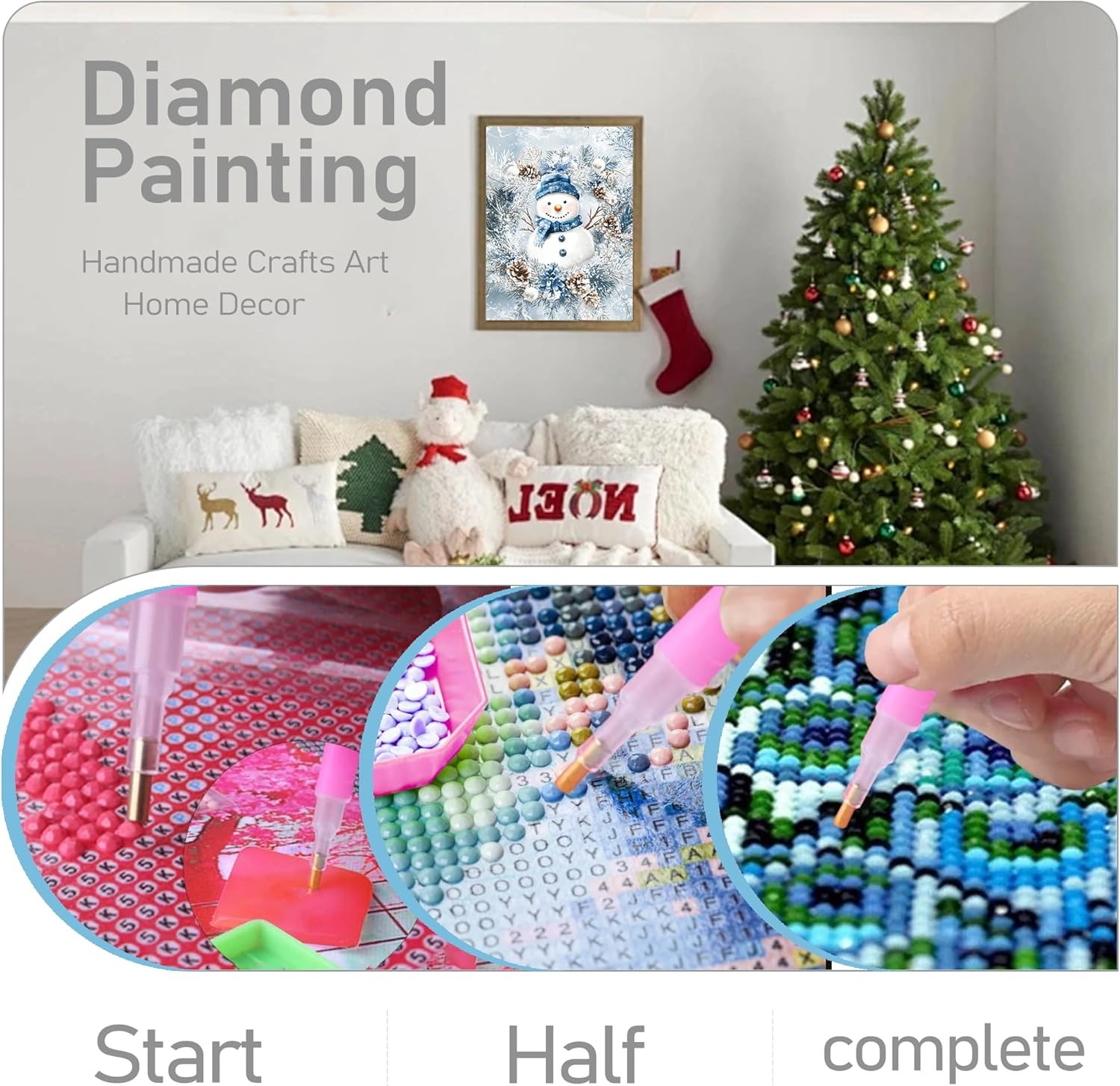 JOASURA Christmas Diamond Art Kits for Adults,DIY 12x16 Snowman, Multicolor 