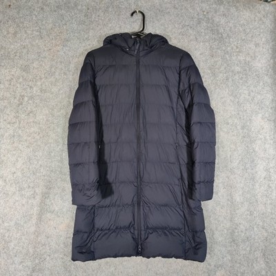 Uniqlo Jacke Damen Größe Small Navy Ultraleicht Daunen Lang Kapuze Puffer 