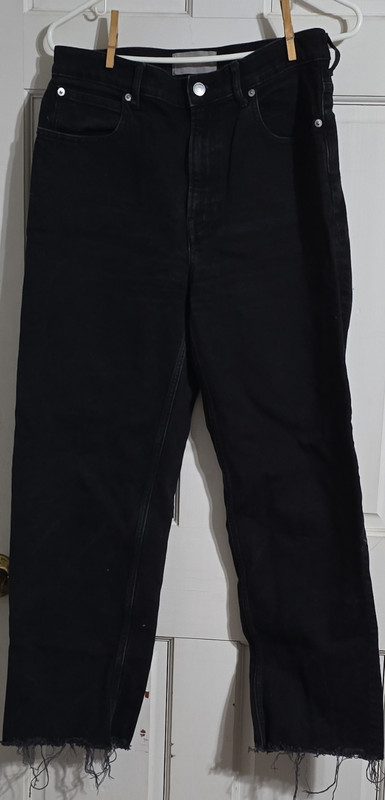 Everlane Women's High Rise Straight Slim Black Denim Jeans 5-Pocket Distressed