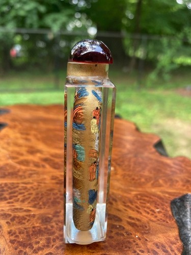 Vintage Chinese Reverse Painted Village Scene Glass Snuff Bottle - Picture 3 of 7
