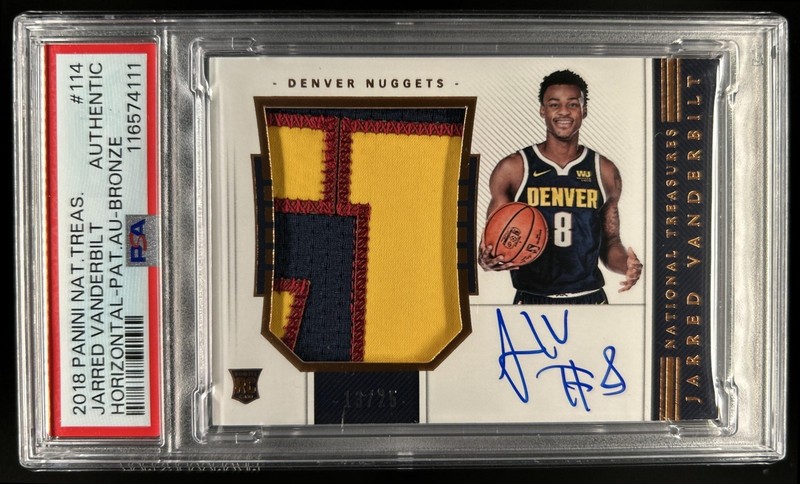 2018-19 National Treasures Jarred Vanderbilt Rookie Patch Auto Bronze #/25 PSA