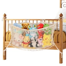 Stuffed Animal Storage Net, Large Bedside Toy Organizer Net, Cotton Plushie T...