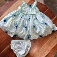 JANIE AND JACK Baby Girl 6-12M Blue Watercolor Formal Dress Special Occasion