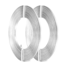 2 Roll Flat Jewelry Craft Wire, 3mm 18 Gauge Aluminum Craft Wire Silver