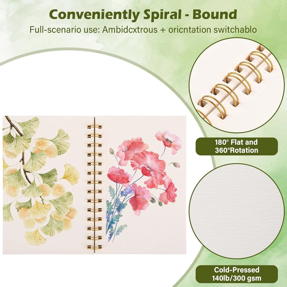 3 件装 Watercolor Paper Pad 3.5”×5.5“(3pack), 海绿  — 第 4/4 张图片