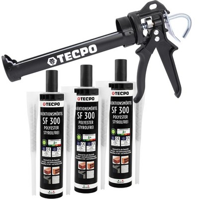 TECPO INJEKTIONSMÖRTEL VERBUNDMÖRTEL 3x 300ml MONTAGEMÖRTEL + PROFI PRESSE 25:1