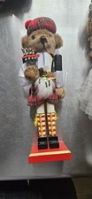 Nutcracker Bear Scottish Kilt Bagpipes Wood Christmas Plush Face Teddy Michaels