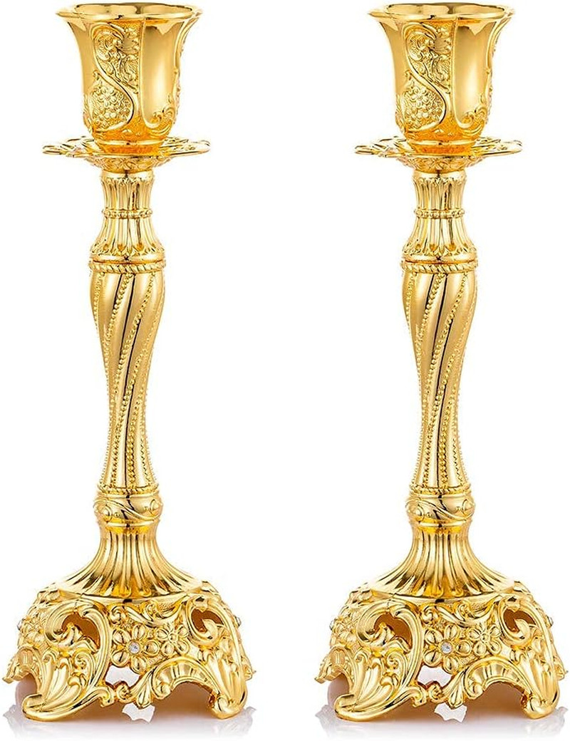 S Set Of 2 Taper Candle Holders Deluxe Ornate Can