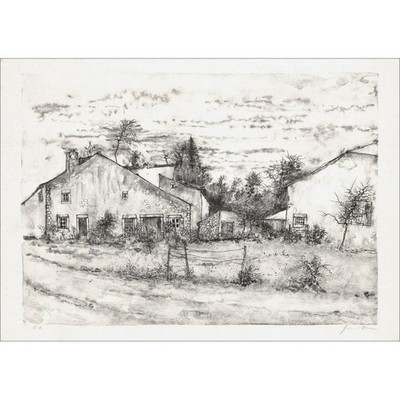 GANTNER Bernard - Original Lithographie über Japan ''Vor den Häusern'' 48x65cm