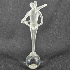 Frosted Hand blown Glass Lovers Embracing Cou...