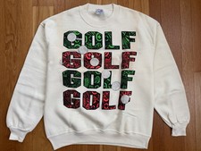 Vintage 80s 90s Golf Ball Graphic Sweatshirt Golfer Sports Mens Large USA Made