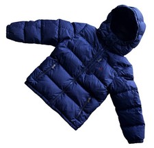 Polo Ralph Lauren Boys Down Puffer Jacket Blue M 10-12 80 White Duck Down