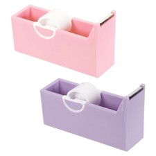2 Pack Tape Dispenser Desk, Desktop Tape Dispenser Cutter Holder, Purple  Pink