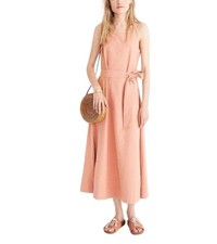 Madewell Size 12 Terracotta Cotton Viscose Apron Midi Dress Pockets ~ NO BELT