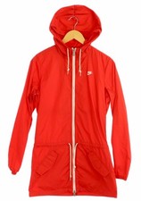 Women s Red Nike nylon Long windbreaker zip-up jacket Size Small Vintage