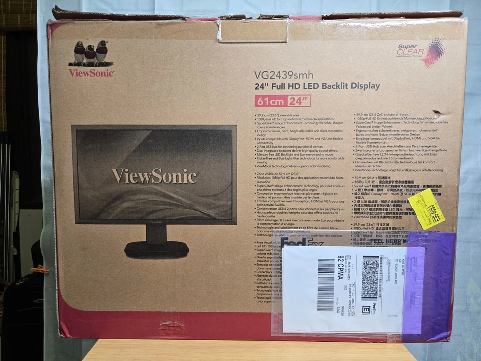 ViewSonic VG2439SMH 24” Full HD Ergonomic LED Monitor New in Box W/All cables - Image 2 of 4