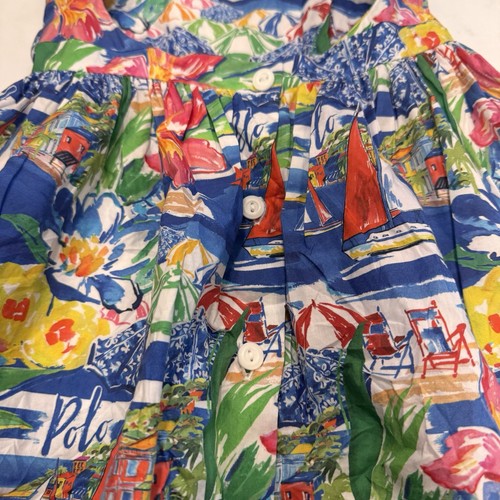 Polo Ralph Lauren Big Girls Riviera-Print Poplin Dress Boat Floral Print Sz 5 - Picture 6 of 16