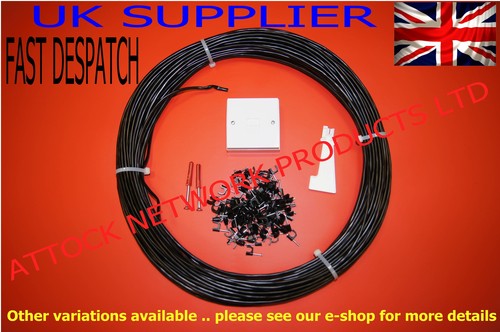 2 PARES 100MTR Cable Telefónico Externo Negro, Kit de Extensión de BANDA ANCHA / DSL - Imagen 2 de 2