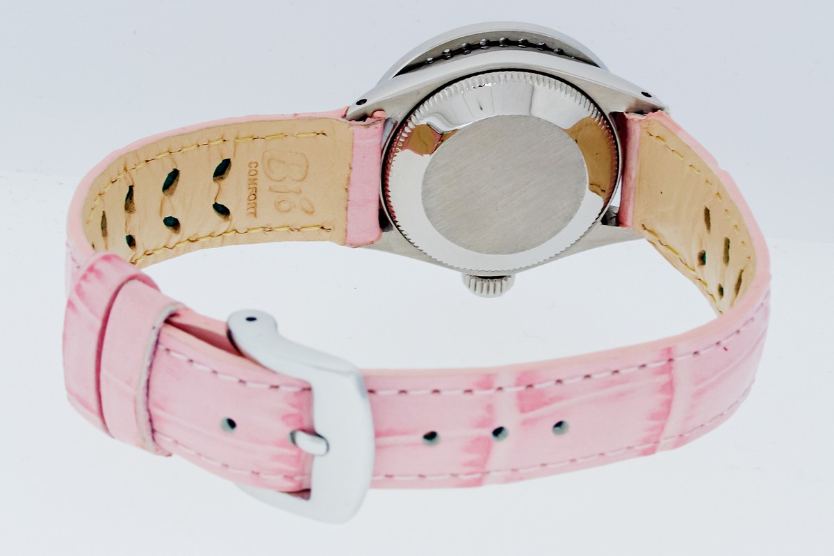 Rolex Ladies 26mm Datejust 6919 Pink mop diamond on leather strap Rolex Datejust 26mm Stainless Steel Bracelet Pink Mother of  main image 2