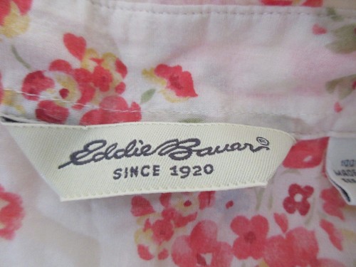 Sz XL Eddie Bauer LIGHTWEIGHT POPLIN Floral Coral Shirt Top Women's Short Sleeve - Picture 4 of 15